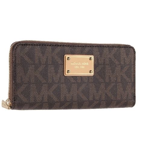 michael kors logo zip continental wallet brown|Michael Kors Wallet saffiano leather.